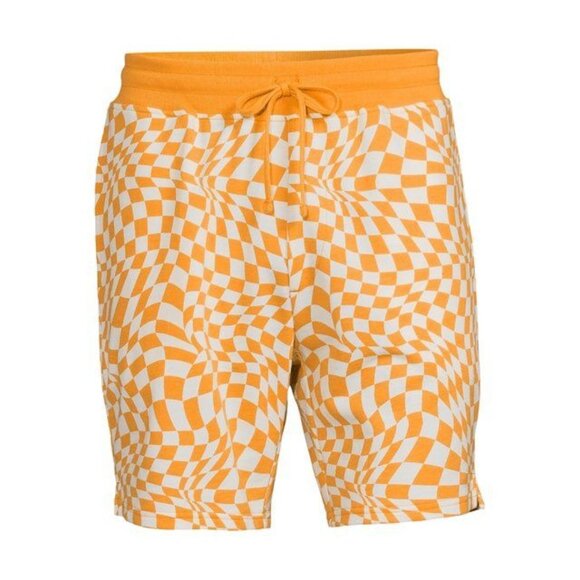 No Boundaries Mens Lounge Shorts Orange White Checked Summer Relaxed Size 2XL - Picture 4 of 5